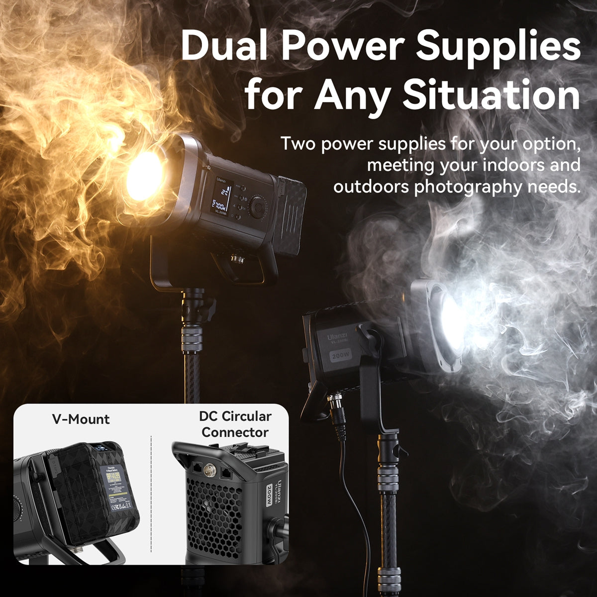 Ulanzi VL-200Bi 200W V-Mount COB Video Light