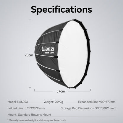 Ulanzi 90cm Parabolic Softbox With Bowens Mount