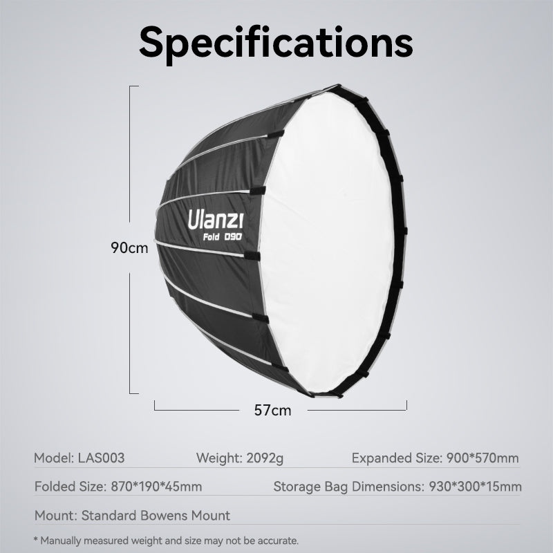Ulanzi 90cm Parabolic Softbox With Bowens Mount
